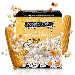 Poppin Cobs original 10-pack packaging showing ready-to-serve popcorn on the cob.