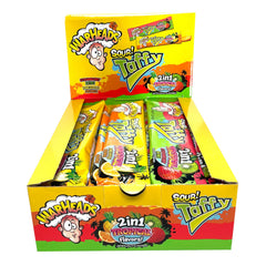 WARHEADS tropical sour taffy box front showing bold flavors