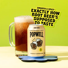 Close-up of Popwell Root Beer bubbles showing authentic root beer profile