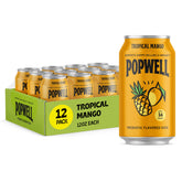 Popwell Tropical Mango pack of 12 cans ready for on-the-go refreshment.