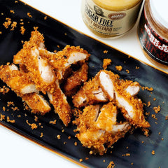 Chicken coated in Pork King Good crumbs for crispy breading