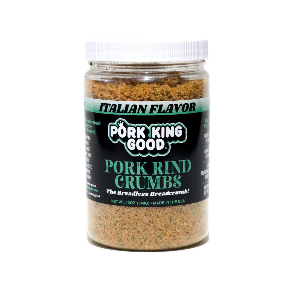 Pork King Good Italian Pork Rind Crumbs in a jar for easy low-carb breadcrumbs