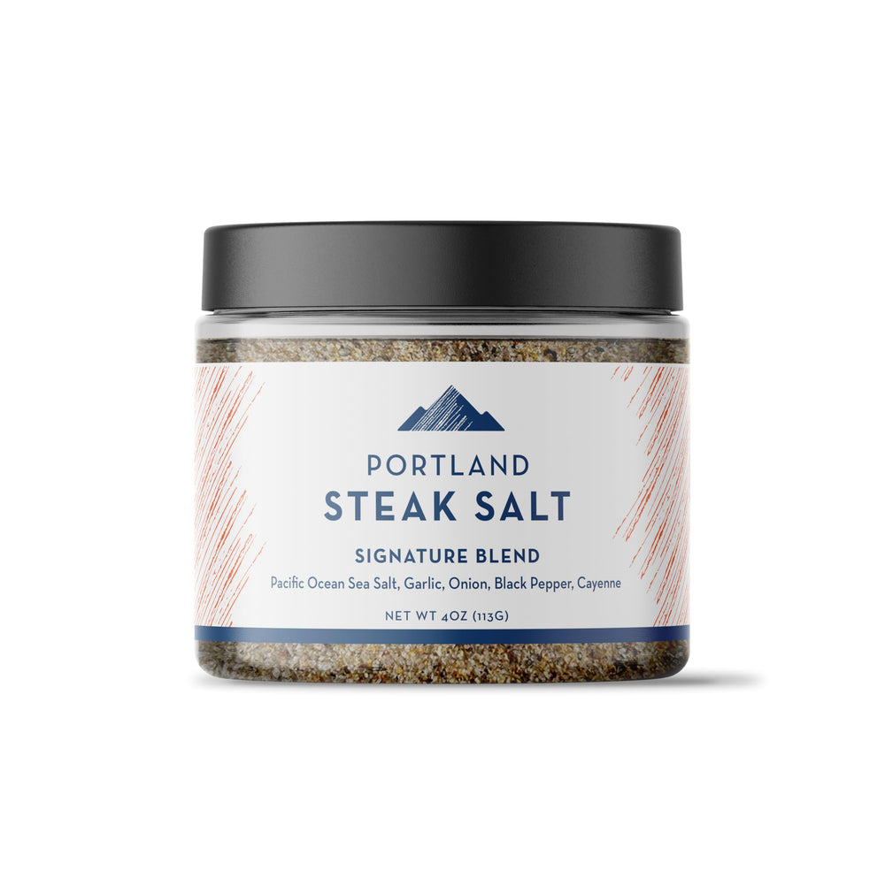 Portland Salt Co SPG bottle showing premium steak salt for versatile cooking.