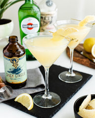 Fresh basil twist shown with Portland Syrups for aromatic drinks.