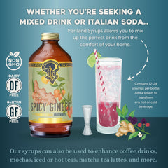 Portland Syrups Spicy Ginger Syrup basil twist highlights aromatic herb notes ideal for drinks