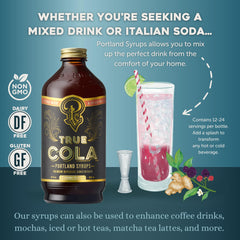 Close-up of True Cola label featuring premium ingredients