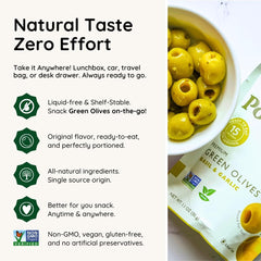 POSHI olives on-the-go pack ideal for quick keto friendly bites.