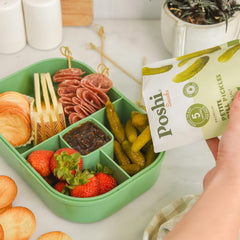 Poshi Petite Dill Pickles 10-pack display for convenient lunches