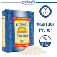 POLSELLI Classica 00 flour dough stretched for authentic pizza
