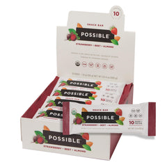 Possible Snack Bar Strawberry Beet Almond close-up for on-the-go energy.
