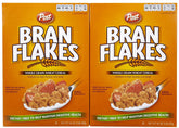 Post Bran Flakes 16oz 2pk box front, classic breakfast cereal for busy mornings