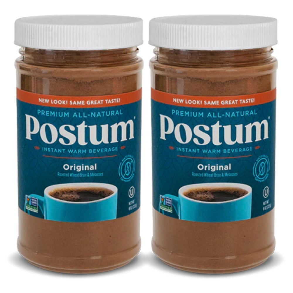 Postum Original cup showing roasted wheat and molasses for a caffeine-free comfort drink.