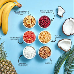 Power Up High Energy Trail Mix cranberries and papaya with vibrant color.