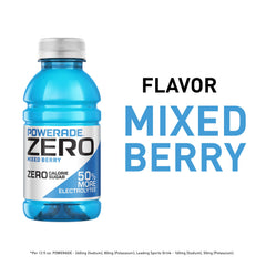 Powerade Zero Mixed Berry bottle being poured for refreshing hydration