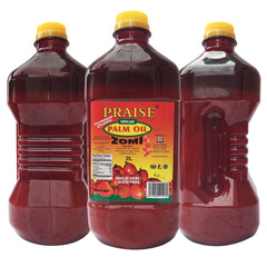 PRAISE Red Palm Oil bottle from Ghana showing natural freshness for cooking.