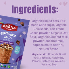 Prana Chocolatey Dream breakfast bowl shows fiber-rich, plant-based start.