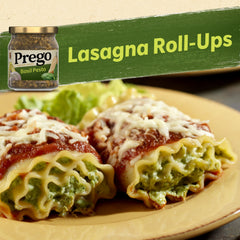 Prego Basil Pesto Sauce ingredients close-up highlights real basil and quality components.