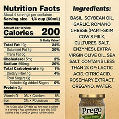 Prego Basil Pesto Sauce spoonful close-up emphasizes thick, smooth texture ideal for quick sauces.