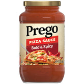 Prego Bold and Spicy sauce jar showing thick, rich texture for family meals.