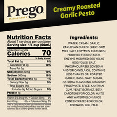 Prego Creamy Roasted Garlic Pesto basil closeup highlighting vibrant herbs for rich pasta