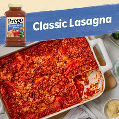 Closeup of Prego sauce showing thick texture and vibrant color