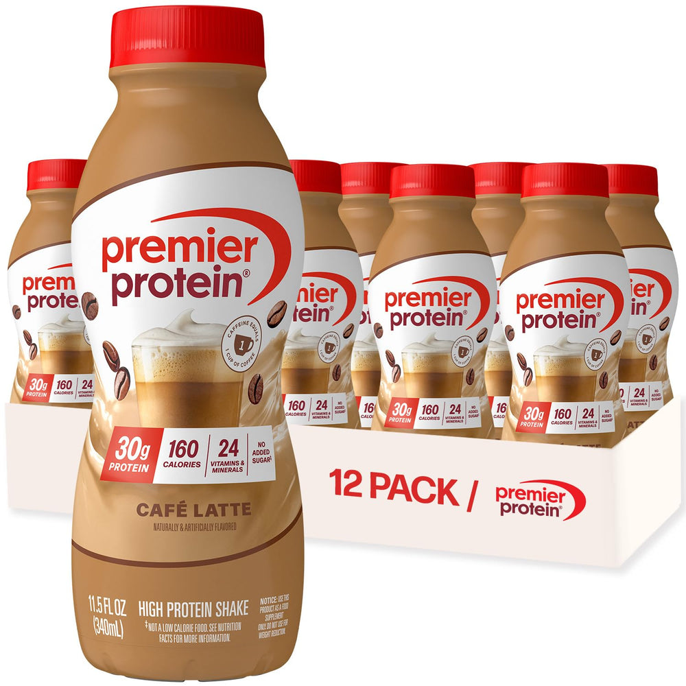 Premier Protein Café Latte bottle ready for an on-the-go energy boost.