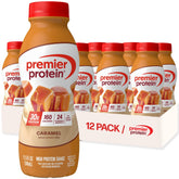 Premier Protein Shake Caramel bottle showing 30 g protein per serving for on the go.