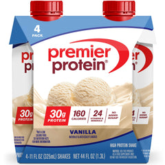 Premier Protein Shake Vanilla bottle showing 30g protein per serving for post-workout fueling
