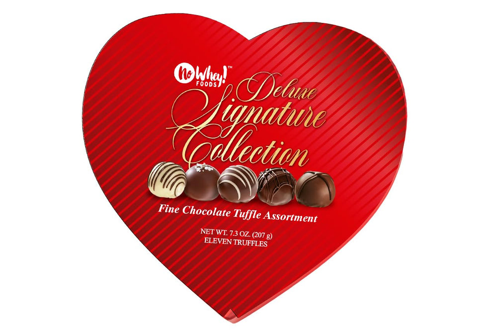 Premium Chocolatiers heart box of truffles open for Valentine gifting