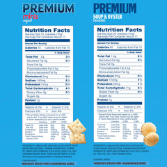 Premium Minis Original Saltine Crackers bite-sized snacks for quick, satisfying munching.