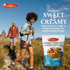 Premium Orchard Yogurt Trail Mix in a resealable pack keeps freshness for weeks