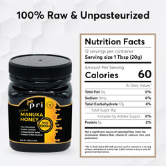 P.R.I Manuka Honey MGO 1000+ close‑up texture shows thick, velvety sweetness.