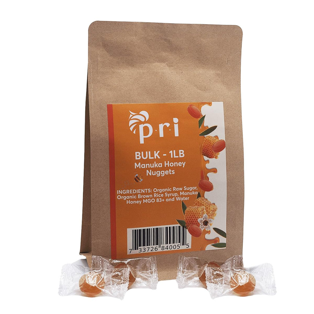 PRI Manuka Honey Nuggets bulk bag with real New Zealand honey, ideal for sharing.