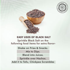 Pride of India black salt for luxurious bath soaks and relaxation.