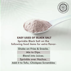 Pride Of India Himalayan Black Salt on a dish, highlighting egg-like flavor for vegan dishes.
