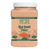 Pride of India red lentil flour packaging, ideal for gluten-free baking and sauces.