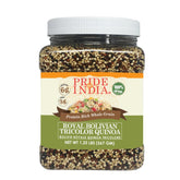 Pride Of India tricolor quinoa in a bowl with a nutty aroma and ready-for-salad versatility.