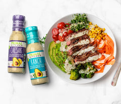 Primal Kitchen avocado oil bottle highlight; premium fats for keto marinades.