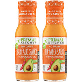 Primal Kitchen Buffalo Sauce two-pack bottles, dairy-free bold flavor for wings.