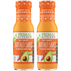 Primal Kitchen Buffalo Sauce two-pack bottles, dairy-free bold flavor for wings.