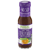 Primal Kitchen No-Soy Teriyaki Sauce bottle highlights gluten-free, keto-friendly flavor.