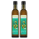 Primal Kitchen Organic EVOO bottle pouring, ideal for drizzle and sauté