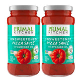 Primal Kitchen Unsweetened Red Pizza Sauce 2-Pack bottle front—no added sugar benefits.