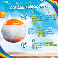 USA-made label close-up on Primary Colors Candy freeze-dried candy packaging.