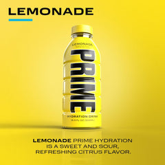 12-pack PRIME Hydration Lemonade display for easy hydration on the go.