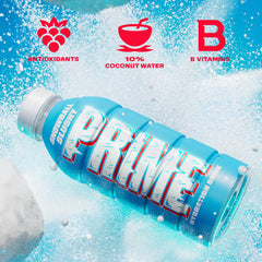 Ingredients panel of Prime Snowball Slushy showing coconut water and BCAAs.