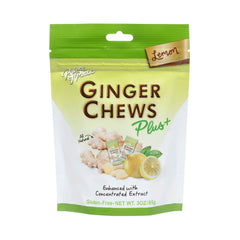 Prince Of Peace Ginger Chew Plus Lemon packaging front for on the go digestion support