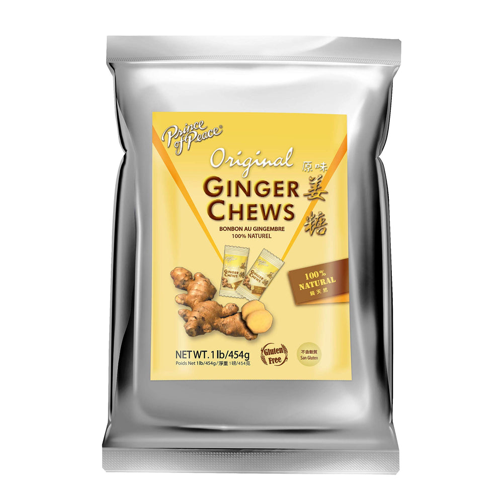 Prince Of Peace Original Ginger Chews package view for on-the-go flavor.