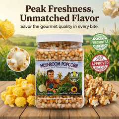 Signature Easy Pop mushroom bites in a bowl, ideal for snacking and caramel corn.