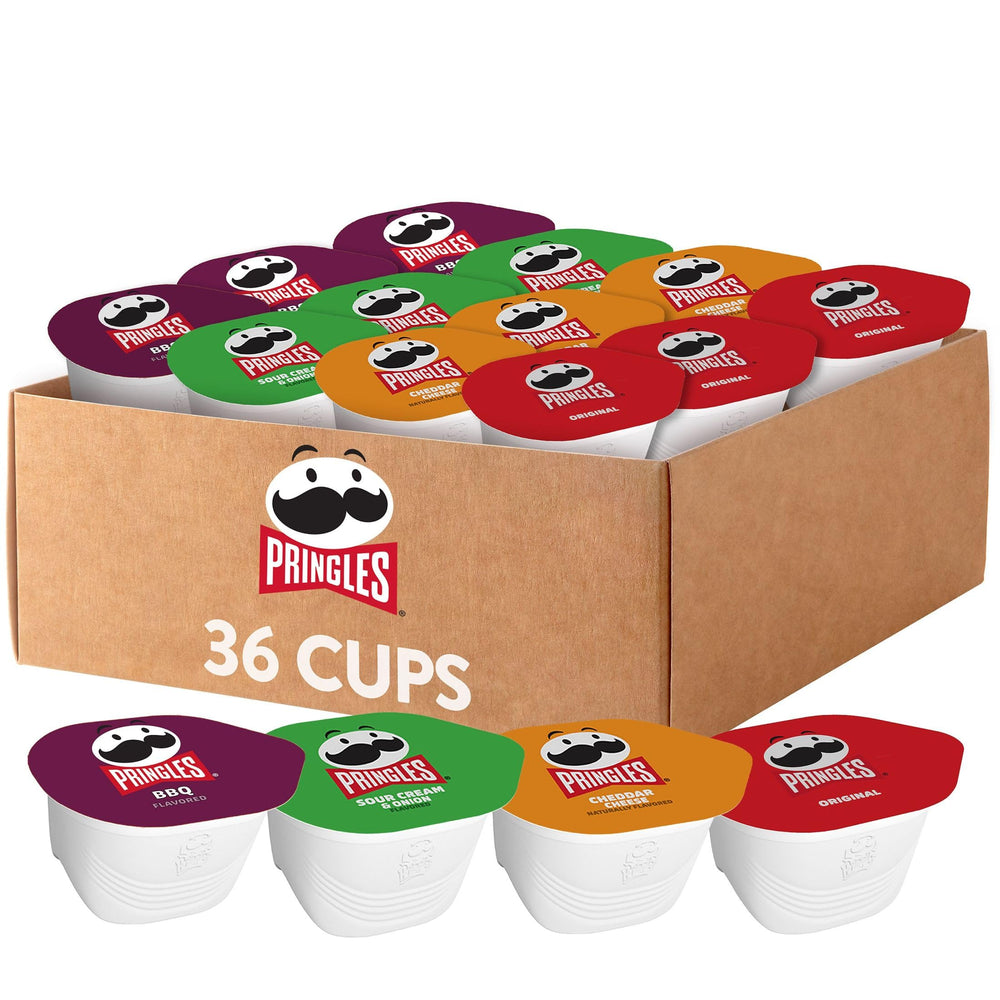Pringles Snack Stacks Original cups offer crisp potato bites on the go.